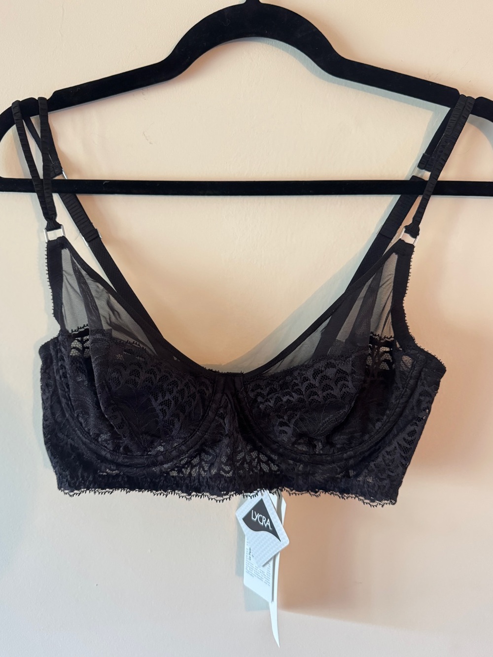 NWT Studio La Perla Black Lace Calla Underwire Bra 36C Genuine Vintage Luxury